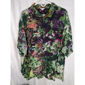 COPY - RARE Citron Mens 100% Silk Casual Printed Button Down